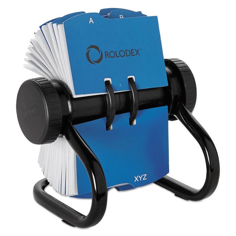 Rolodex 67236 Open Rotary Business Card File w/24 Guides Black - Image 1